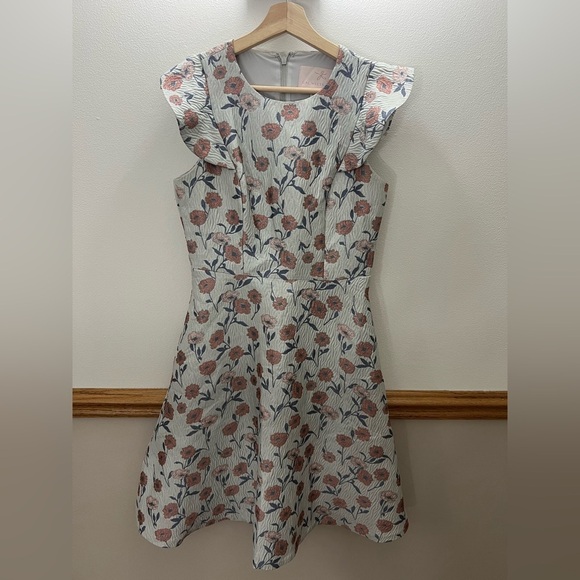 EUC Gal Meets Glam Lola Dancing Daisy Jacquard Midi Dress Size 4P Retails $188 - Picture 3 of 10